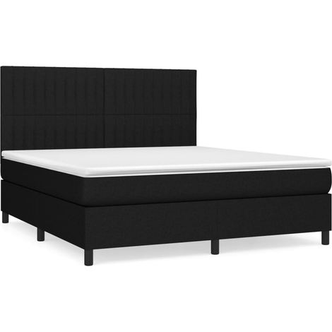 Lit à sommier tapissier avec matelas Noir 160x200 Tissu 6 (1/5)