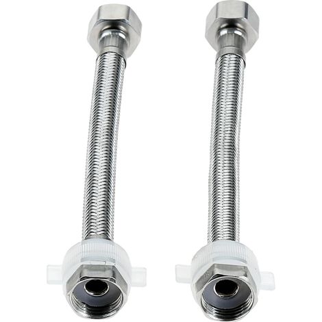 Lot de 2 raccords de tuyau flexible, BSP G1/2" x G1/2", tuyau blindé, 20 cm (1/5)