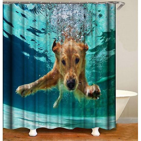 Rideau de salle de bain en Polyester pour chien, rideau de douche en tissu 3D, personnalité Selfie, décoration de la maison (1/4)
