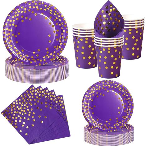 Set 50 Pièces Vaisselle Jetable, Assiettes 23cm et 18cm, Gobelets Robustes, Serviettes Douces, Pour Mariage et Fête