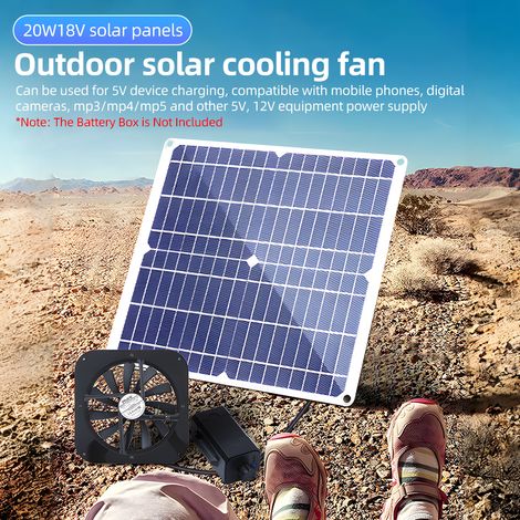 GARRYFIZH Ventilateur à énergie solaire 20 W, panneau USB étanche de 10 pouces, kit d'échappement à flux d'air à grande vitesse à l'extérieur pour poulaillers, serres, hangars, maisons d'animaux, fenê