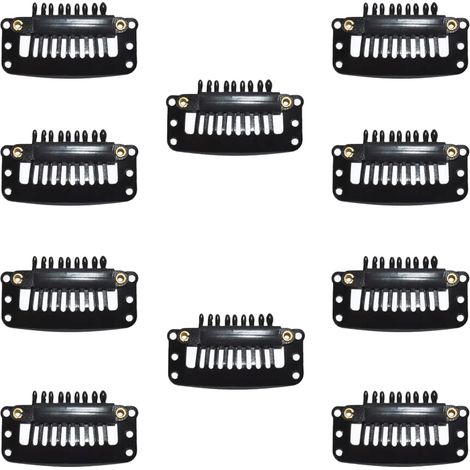 Lot de 10 clips métal U - 9 dents - Noir (1/5)