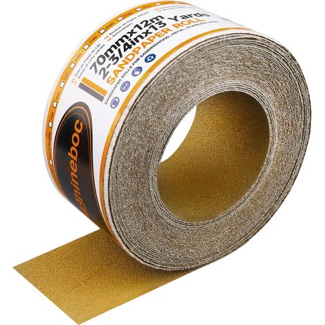 70 mm x 12 m Rouleaux de papier de verre Attaches autocollantes, Pour le bois, le métal, le plastique, l'automobile, le bloc de ponçage, Grain 80 (1/5)