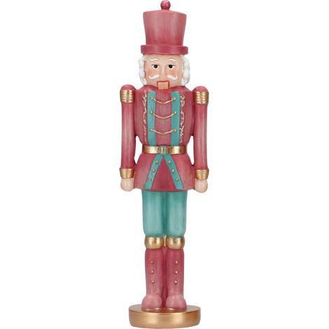 Soldatino schiaccianoci natalizio in poliresina colore blu e rosa decorazione natalizia h 25,5 cm -Blu/Rosa (1/4)