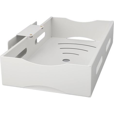 Tiroirs Coulissants pour Armoires de Cuisine, Organiseur D'armoire Coulissant avec Rails en Douceur, sans Installation Perçage, Forte capacité White L (1/5)