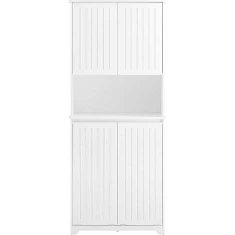 Sobuy – Colonne de salle de bain 170 cm avec 2 portes – Étagère ouverte – Paniers amovibles – MDF E1 – BZR150W