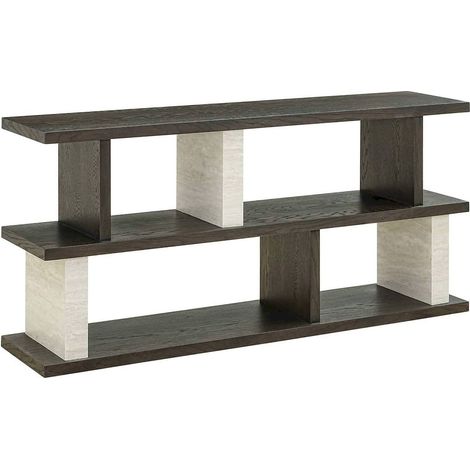 Console Waldorf élégante et fonctionnelle - Bois foncé avec accents clairs (1/5)