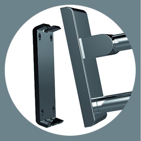 Normbau Inox Care Stützklappgriff vario rechts, L gleich 850, mit