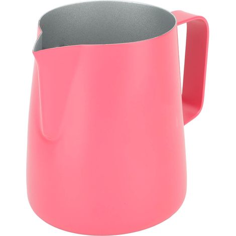 Milchaufschäumkännchen aus Edelstahl, 380 ml, spitzer Ausguss, Milchaufschäumbecher, Kaffeezubehör, Rot (1/5)