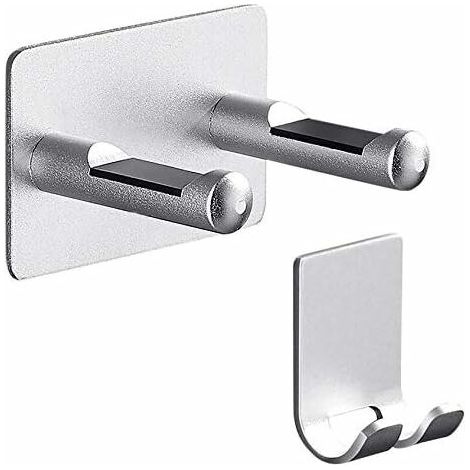 Silver Hair Dryer Holder, Aluminum Wall Mount Hair Dryer Holder with Plug, Self-Adhesive and Waterproof