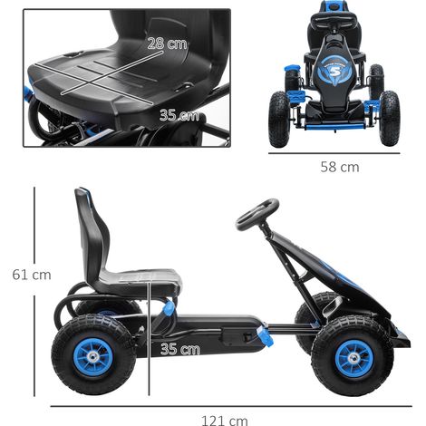 HOMCOM Kart à pédales pour Enfant go-Kart siège réglable 3 Positions