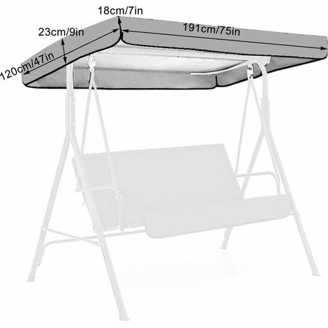 Canopy swing 2 places waterproof polyester silver Garden Chair Tent Porch Top Roof cover 191x120cm black x1 (1/5)