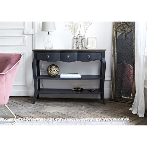 Amadeus - Console 2 tiroirs grise en bois L110 cm Maddy (1/3)