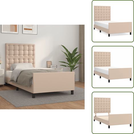 Bettgestell mit Kopfteil Cappuccino-Braun 100x200 cm Kunstleder - Bettesrahmen - Doppelbett - Holzbetten - Lattenrost - Schlafzimmermöbel (1/5)