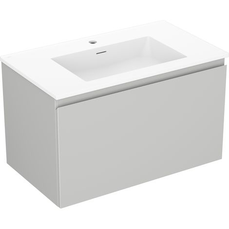 Mexen Orio Badezimmer-Wandschrank 80 cm mit Waschbecken Otis, 1 Schublade, grau matt/weiß matt - 91A10-08047-1-BF62-W18M01 (1/5)