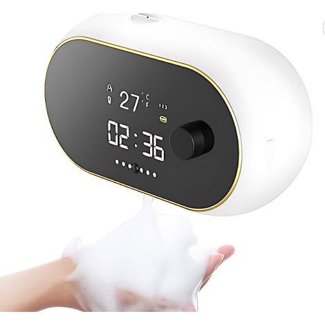 Automatic foaming hand soap dispenser, touchless wall mount, horizontal leveling, 450ml refillable foam soap dispenser with LCD screen, self-cleaning (1/5)