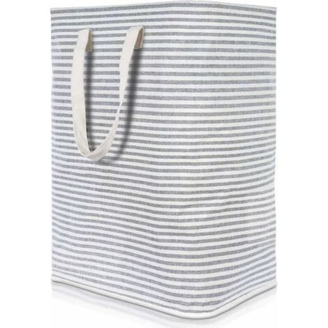 72L Panier à linge avec manche en bois, Panier à Linge Sale 72L Tissu Imperméable Pliable avec Grande Capacité Gris, 40x30x60cm,Grand panier a linge sale pour chambre salon chambre d'enfant salle de b (1/5)