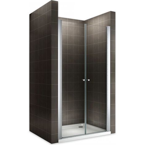 Porte de douche en verre de sécurité 76x180 cm – Ajustable 76 à 80 cm – Épaisseur 6 mm – Coulisses en aluminium – Ouverture intérieure/extérieur – Cadentro (1/5)