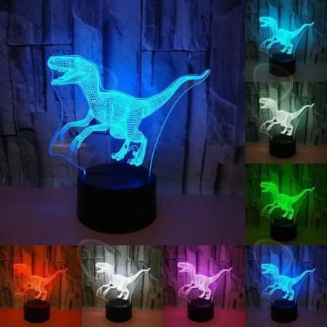 [NEVER USED] 3D Dinosaur Lamp for Kids, LED Night Light, Tabletop Decoration, Indoor Light, Animal Illusion, Boy's Bedroom, Colorful