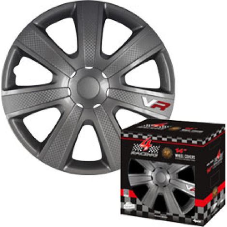 4 Enjoliveurs 14p Carbon Look - Anthracite - 4RACING