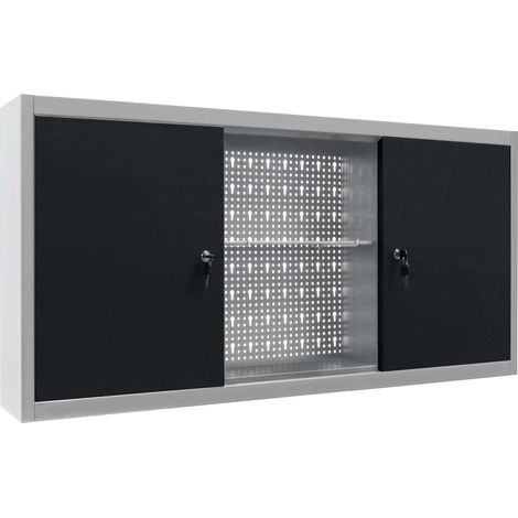 Armadio portautensili a parete armadio portaoggetti organizer per utensili contenitore per martelli e pinze metallo 120 cm grigio e nero 020003809