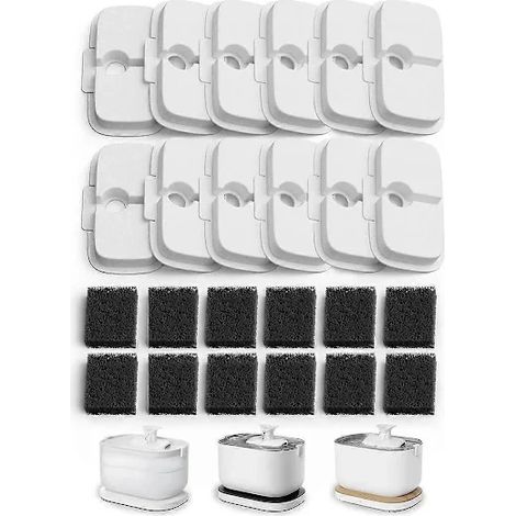 Filiyano-(Ouais ) Lot de 12 filtres de rechange pour fontaine à eau sans fil Dockstream PLWF005/PLWF115/WF105, fontaine animaux, blanc et noir. (1/4)