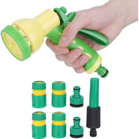 Ensemble d'arrosage de jardin avec 8 modes de pulvérisation, arroseur haute pression pour l'arrosage et le lavage de voiture (1/5)