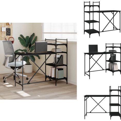 Bureau d'ordinateur avec étagères noir 120x47x109 cm - Bureau Ordinateur - Meuble De Bureau - Bureau Design - Bureau Moderne - Bureau Avec Étagère (1/5)