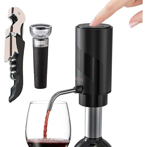 Aireador de vino eléctrico, vertedor, decantador automático recargable, con sacacorchos y tapón de vacío (juego)