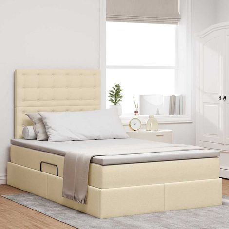 Bett mit Stauraum und LED mit LED Creme 120 x 200 cm Polyester