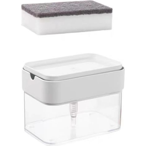 Distributeur De Savon De Vaisselle - Porte-Éponge Intégré - 390 ml - Pour Évier De Cuisine (1/5)