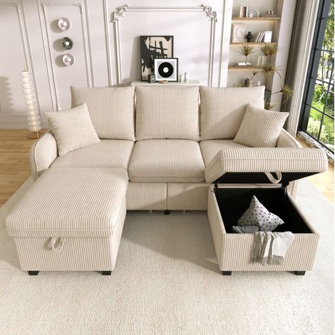 canape convertible 3 places rangement beige OKMYHOME (1/5)
