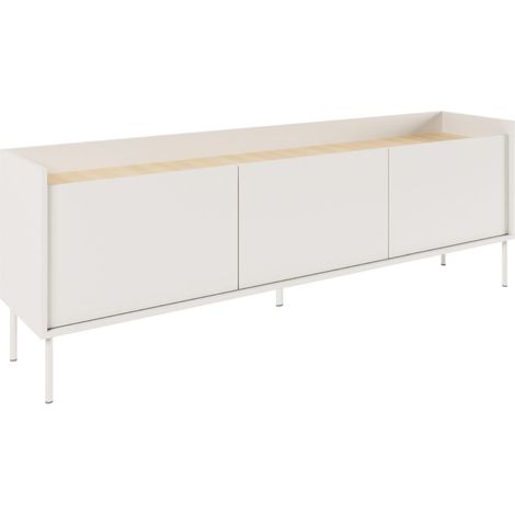 Selsey Tovi - TV-Schrank 3-türig, 175 cm, Weiß / Holzoptik Eiche