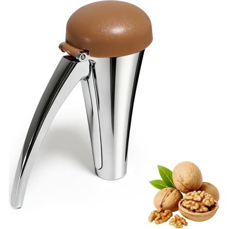 Cascanueces, herramienta de aleación de zinc para romper nueces con protector antisalpicaduras, herramienta vertical para nueces pecanas, nueces y otros frutos secos (cascanueces grande con tapa marró (1/5)
