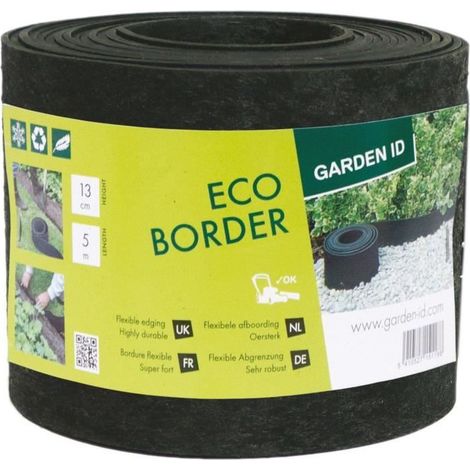 Gartenbegrenzung aus recyceltem Gummi - GARDEN ID Eco Border - 5 m H13 cm - Unzerstörbar - Flexibel, gerade oder gebogen zu verlegen.