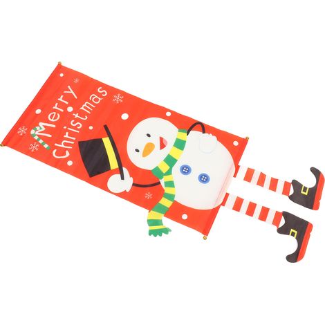 Schneemann-Hängefahne, weihnachtliche Deko-Girlande, Landschaftsmotiv, Wandbehang aus Stoff (1/5)