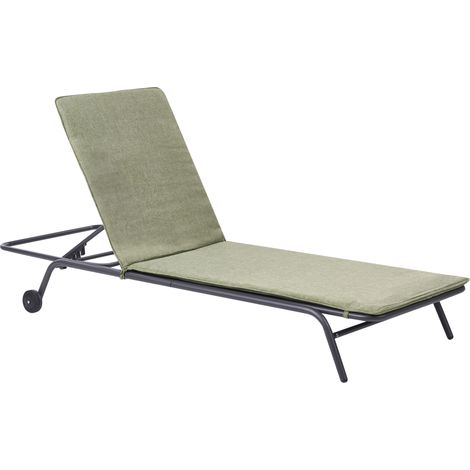 Tumbona de jardín con estructura de metal gris oscuro y tejido olefínico reclinable verde Volterra