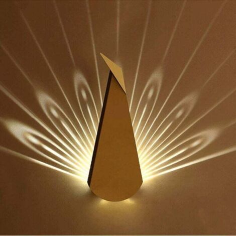 QORVA-Applique Murale Moderne Intérieur LED Paon Lampe Murale Mode Créatif Décoration Design Pépinière Lampe De Mur Lampe De Chevet Pour Bureau Couloir Café Porche Chambre Salon Villa Couloir,D'or