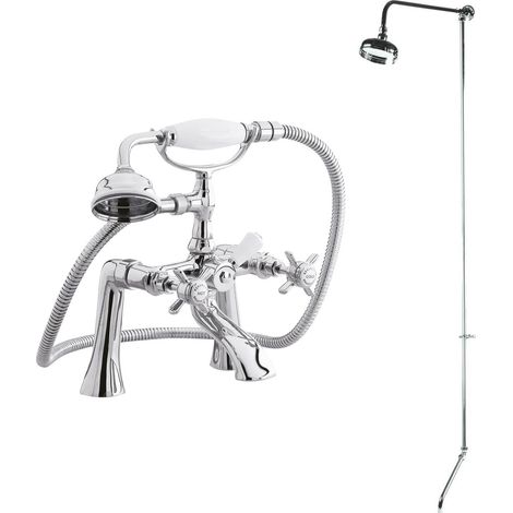 Nuie Traditional 1/2 Bath Shower Mixer with Fixed Head + Tap Spout (1/4)