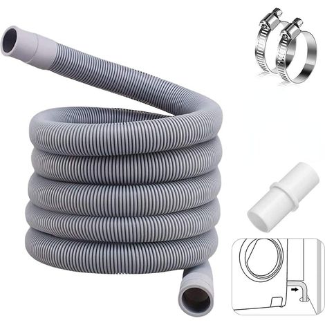 Tuyau d'évacuation universel de 3 m, rallonge pour lave-vaisselle, tuyau d'évacuation pour lave-linge, tuyau d'évacuation d'eau, tuyau d'évacuation, rallonge de tuyau d'évacuation (1/5)