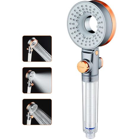 Cabezal de ducha ahorrador de agua, cabezal de ducha antical con filtro, cabezal de ducha de alta presión con 3 modos de chorro, cabezal de ducha tipo spa (1/5)