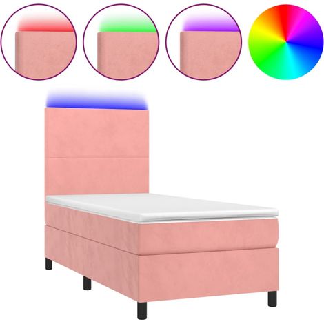 Maison Exclusive - Sommier à lattes de lit avec matelas LED Rose 90x200 cm Velours (1/5)