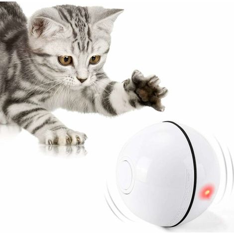 Green Mobility-Jouets pour chat, boule de jouet avec lumière LED, rotation automatique à 360 degrés et chargement USB Jouets interactifs pour chat pour chatons de chien de compagnie (Blanc) (1/5)