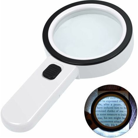 Loupe de Lecture éclairée , Loupe 30X avec 12 LED Lumière, Loupe Grossissante à main, Loupe Eclairante pour Lecture, Bijoux