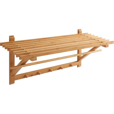 ACAZA Porte-manteau avec 5 crochets et tringle, 75 x 28 x 25 cm, Bois de bambou (1/5)