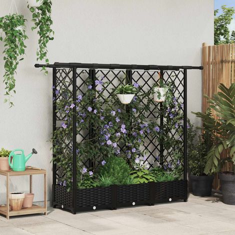 Teenpull – Hochbeet mit Rankgitter und Dach Schwarz 164 x 40 x 121 cm PP (1/5)