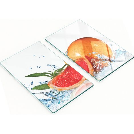 Tablas decorativas de cristal para cortar y servir, color pomelo y menta, 2x30x52 cm. (1/5)