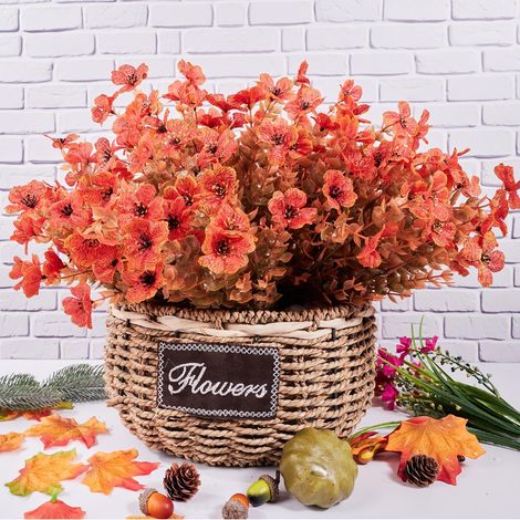 12 Bundles Outdoor Artificial Flowers UV Resistant Fake Boxwood Plants,Faux Plastic Greenery for Indoor Outside Hanging Plants Garden Porch Window Box Home Wedding Decor (Autumn Green)