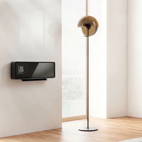 Chauffage mural en céramique 1000/2000W, radiateur électrique, ventilateur, thermostat, minuterie, 54x18,7x12,3cm, noir (1/5)