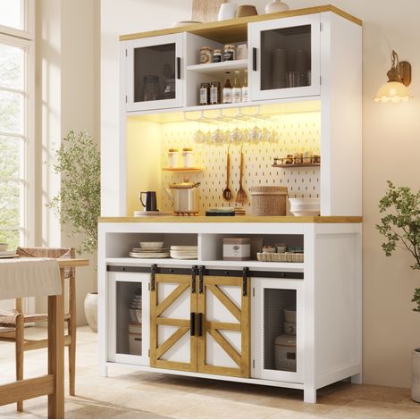 Hochschrank mit LED und USB-Steckdose 120x40x174,5 cm OKMYHOME (1/5)